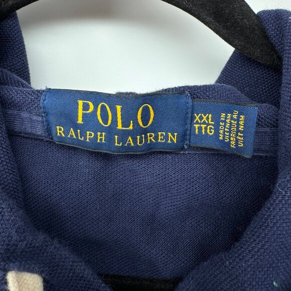 POLO RALPH LAUREN 3 RUGBY HOODIE DARK BLUE 2XL - Picture 2 of 8